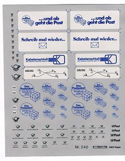 DeutschePost Postpaket, Posthorn Schwarz,Blau ca. 10x 12 cm  H0 1:87