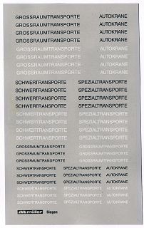 Schwertransporte, Spezialtransporte Schwarz, Weiß, ca. 6 x 10 cm H0 1:87