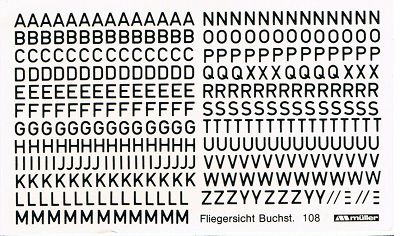 Müller  Decal 1:87Fliegersicht Buchstaben 3,5 mm schwarz