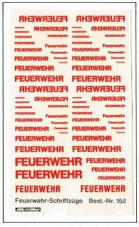 Müller  Decal 1:87 Feuerwehr Schrift div.Größen rot