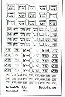 Müller  Decal 1:87Notruf 112 Schilder weiß bei VK-Modelle neu