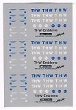 THW Technisches Hilfswerk Beschriftungen Blau und Weiß H0 1:87  ca. 6 x 10 cm