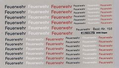 Feuerwehr Schriftzüge Schwarz, Weiß und Rot H0 1:87  ca. 6 x 10 cm