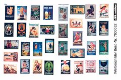 Nostalgieschilder und Werbeschilder Thema Bier & Nahrungsmittel im Digitaldruck Variante 3 SK-Folie  ca. 6 x 10 cm H0 1:87