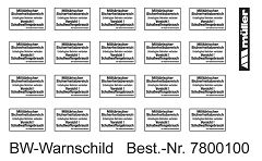 20 Schilder und 20 Stahlstäbe (für Bundeswehr) Militärischer Sicherheitshinweis uvm.  ca. 6 x 10 cm H0 1:87